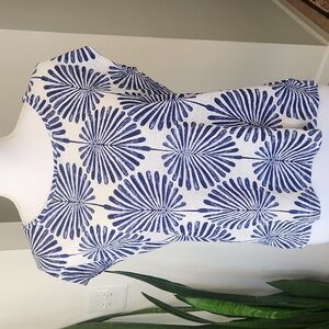 Joie Linen Top Cap Sleeve Coastal White Blue L